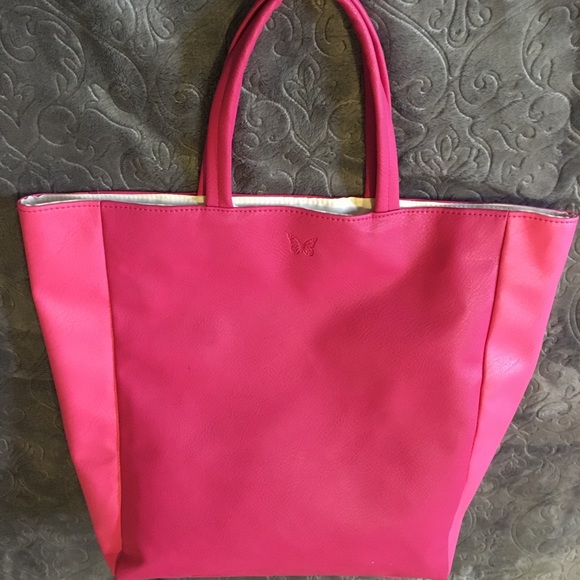 Two Toned Pink Short Handle Shopper Tote Bag - Picture 2 of 8